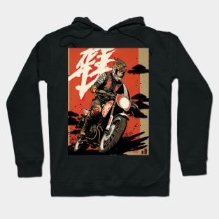 Dirt bike rider - Japanese style red background Hoodie